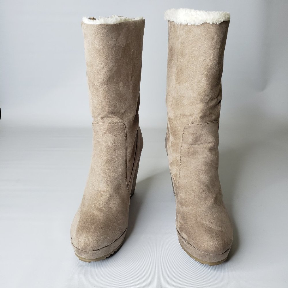 Juicy Couture Taupe Kasia Wedge Boots/Booties 8 - Picture 3 of 16